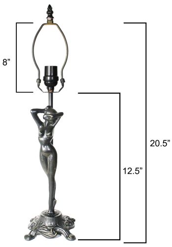 31900- Aphrodite Metal Lamp Base, Antique Bronze Finish with Gold Highlts, 20.5" Tall
