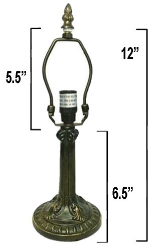 32010- Gothic Metal Lamp Base, Dark Bronze Finish with Gold Highlts, 12"