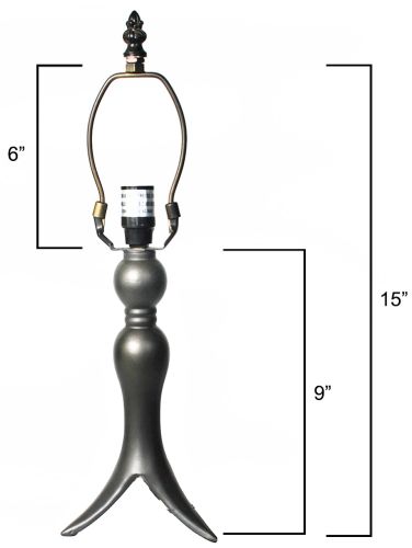 32012- Clusiana Metal Lamp Base, Antique Bronze Finish With Gold Highlts, 15" Tall