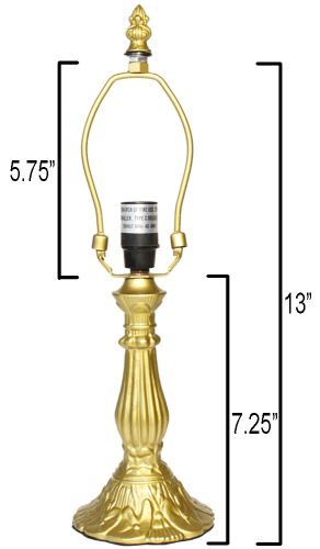 32017G- Lily Metal Lamp Base, Bright Gold Finish, 13" Tall