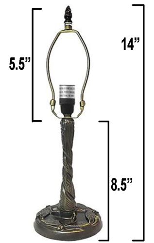 32020- Twisted Dragonfly Metal Lamp Base, Antique Bronze Finish With Gold Highlts, 14"