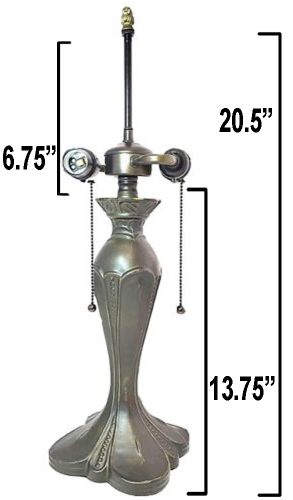 32041- Tulip Metal Lamp Base, Antique Bronze Finish With Gold Highlts, 20-1/2"