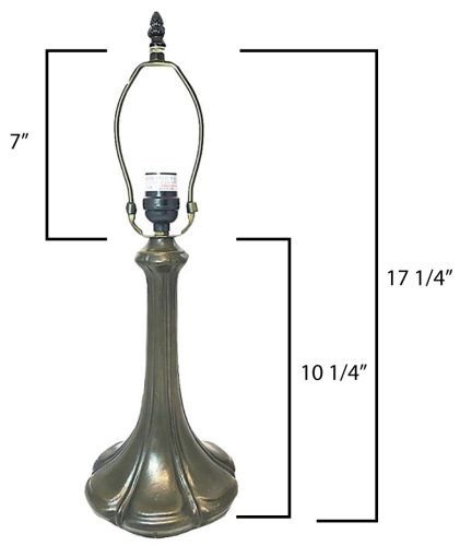 32045- Nouveau Petal Metal Lamp Base, Antique Bronze Finish & Gold Hghlts, 17.25" Tall