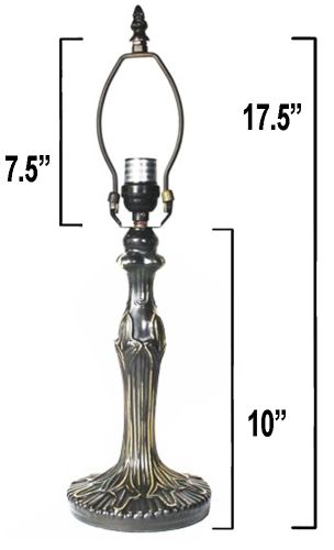 32049- Bysantine Metal Lamp Base, Dark Bronze Finish with Gold Highlts, 17.5"