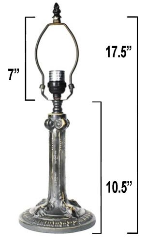 32050- Gothic Metal Lamp Base, Dark Bronze Finish with Gold Highlts, 17.5"