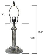 32050- Gothic Metal Lamp Base, Antique Bronze Finish With Gold Highlts, 17-1/2" Tall
