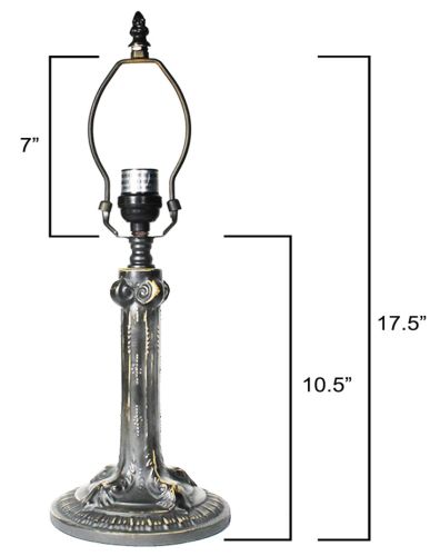 32050- Gothic Metal Lamp Base, Antique Bronze Finish With Gold Highlts, 17-1/2" Tall