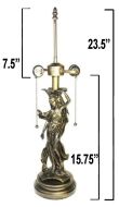 32063- Lady Metal Lamp Base, Dark Bronze Finish with Gold Highlts. 23.5" 
