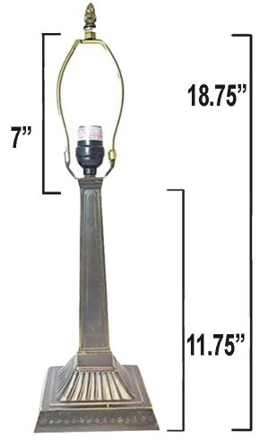 32079- Mission Metal Lamp Base, Dark Bronze Finish with Gold Highlts, 18.75"