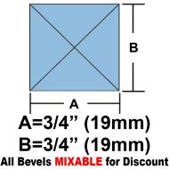 63300-Lt. Blue Square Peaked Bevel 3/4"