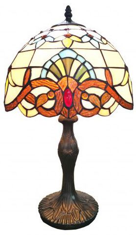 83110-Anthea Stained Glass Lamp with Satin Bronze Finish Base