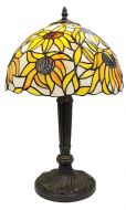 83122-Iris Pattern Stained Glass Lamp with Satin Bronze Finish Base