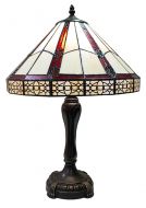 83141-Geometric Stained Glass Lamp with Satin Bronze Finish Base