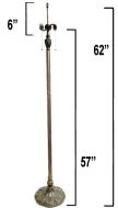85002- Pedastal Floor Metal Lamp Base Dark Antique Bronze Finish With Gold Highlts, 62" Tall