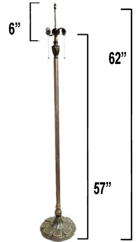 85002- Pedastal Floor Metal Lamp Base Dark Antique Bronze Finish With Gold Highlts, 62" Tall