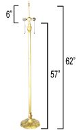 85002G- Pedastal Floor Metal Lamp Base, Bright Gold Finish, 62" Tall