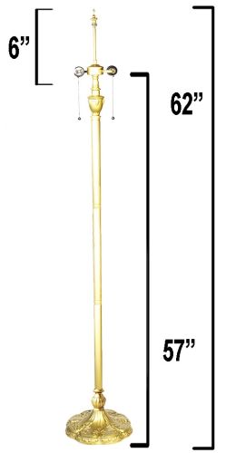85002G- Pedestal Floor Metal Lamp Base, Bright Gold Finish, 62" 