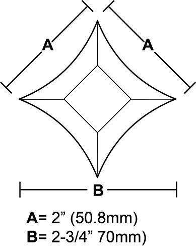 BVPS22-Pointed Star Bevel 2"x2"x2-3/4"