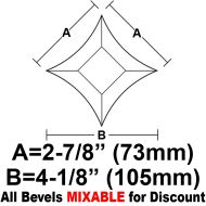 BVPS33-Pointed Star Bevel 2-7/8"x 2-7/8"x 4-1/8" 