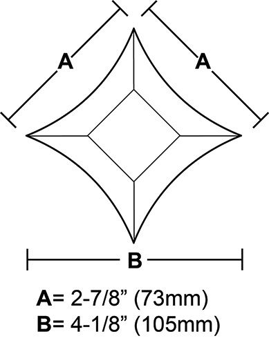 BVPS33-Pointed Star Bevel 2-7/8"x 2-7/8"x 4-1/8" 