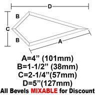 BVT04-Tear Bevel 4"x1.5"x2-1/4"x5"x1.5" 