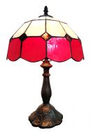 83115-Red Stained Glass Lamp with Satin Bronze Finish Base