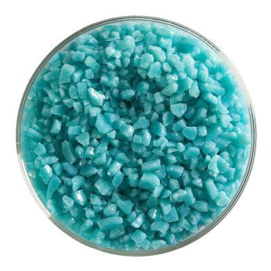 BU111693F- Bullseye Frit Coarse Turquoise Blue Transparent 1lb Jar - 90 COE