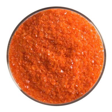 BU112592F- Bullseye Frit Medium Orange Transparent 5oz Jar - 90 COE