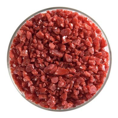 BU022493F- Bullseye Frit Coarse Deep Red Opal 5oz Jar - 90 COE