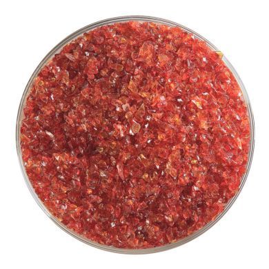 BU132292F - Bullseye Frit Medium Garnet Red Transparent Striker 5oz Jar - 90 COE