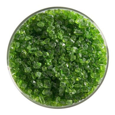 BU142693F - Bullseye Frit Coarse Spring Green Transparent 1lb Jar  - 90 COE