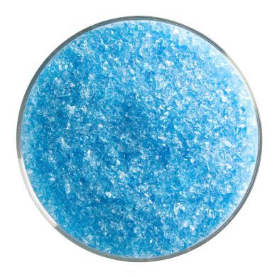 BU141692F- Bullseye Frit Medium Light Turquoise Blue Transparent 1lb Jar - 90 COE