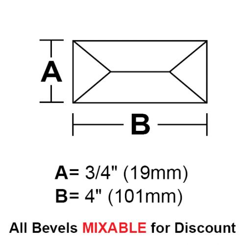 BV344-Rec.Peaked Bevel 3/4"x4"