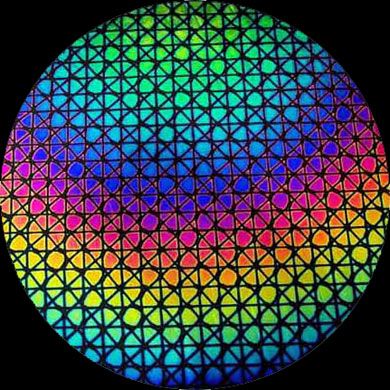 DC694B-CBS Thin Dichroic Rainbow 1 On Black Geodesic 8"x9" - 96 COE