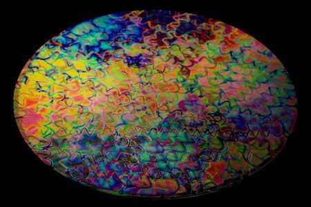 DC699C-CBS Thin Dichroic Rainbow 1 On Black Corkscrew 4"x4.75" - 96 COE